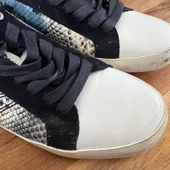 Zadig & Voltaire Wild Blue Python Snakeskin Lace Up Sneakers Leather Shoes 39 - Picture 14 of 15